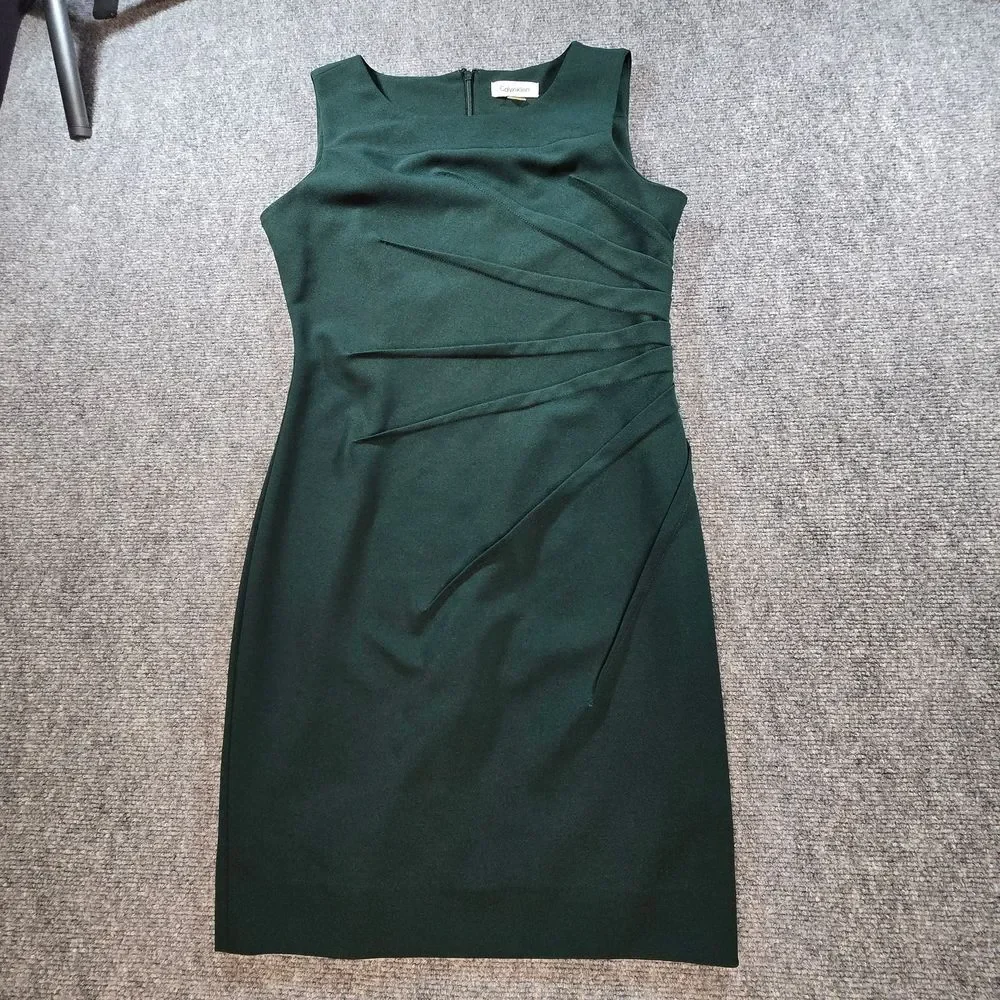 Calvin Klein Forest Green Sheath Dress Womens 6P Petite - Picture 1 of 7
